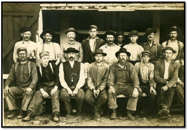 D. H. Day sawmill crew — Mike's grandpa, Richard F. Tobin, is in the front row, far right.